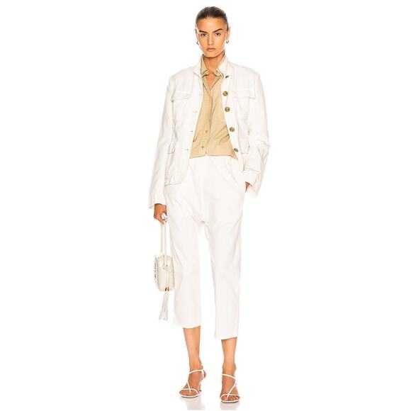 NEW! Nili Lotan S Slouchy Casablanca Pants Elastic Waist Crop Eggshell White 4 6 - Picture 8 of 12